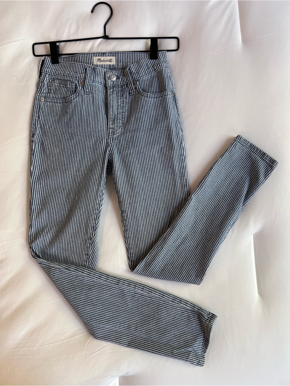 Madewell Black & White Pinstripe Skinny Jeans